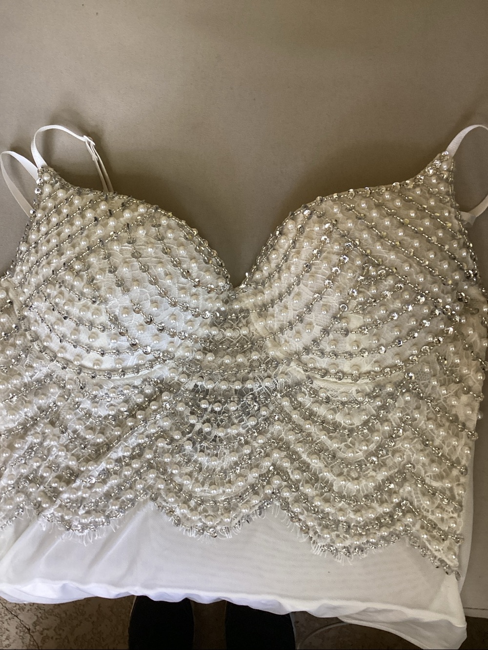 Twisted Angel Windsor Body Suit Faux Pearls Beads Size Medium - Picture 4 of 9
